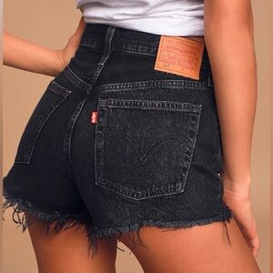 Levi's 501 Black Cut Off Distressed Denim Classic Jean Shorts Size 29